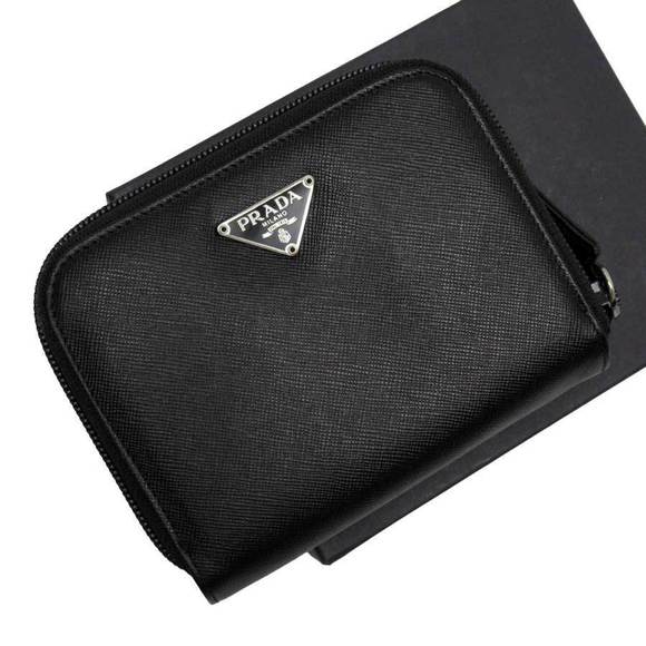Prada Leather Black Saffiano Wallet Triangle - Picture 1 of 3
